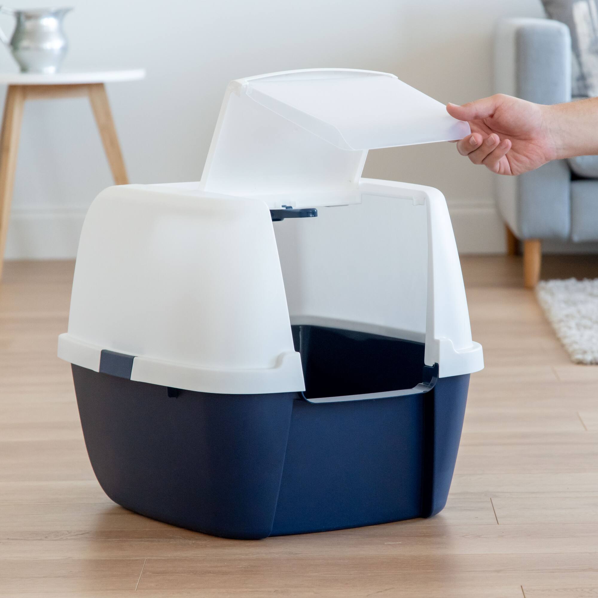 IRIS® 31qt. Blue Cat Litter Box with Hooded Lid